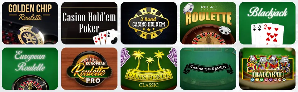 Jeux de table au Online Bingo Casino